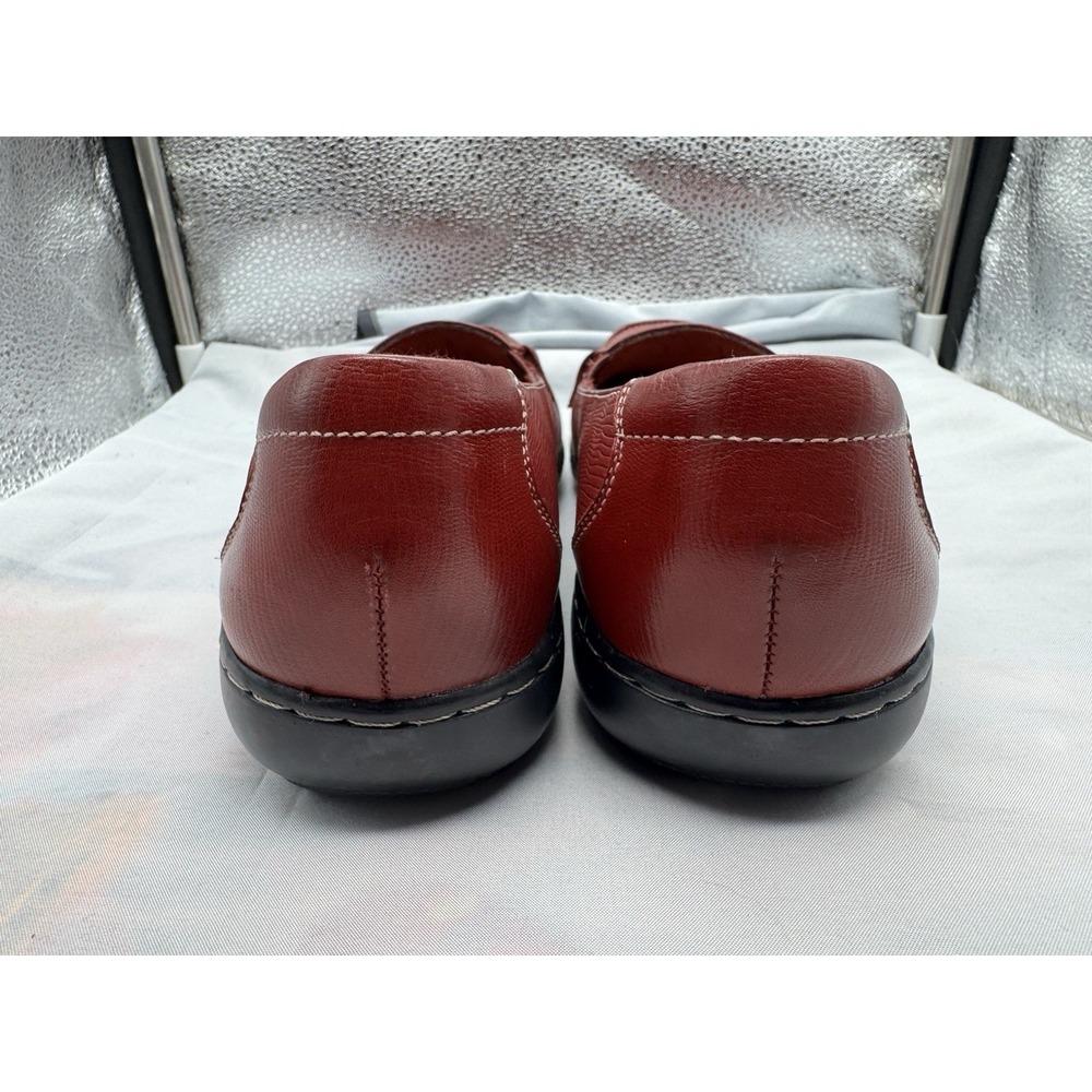 Clarks Bendables Shoes Womens 11 N Red Leather Slip On Dress Loafers Comfort - Picture 6 of 10